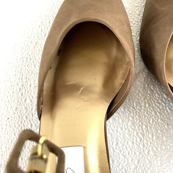 Lord & Taylor Classic Preppy Regencycore Women Suede Ankle Strap Heels 9M Brown - Picture 11 of 16